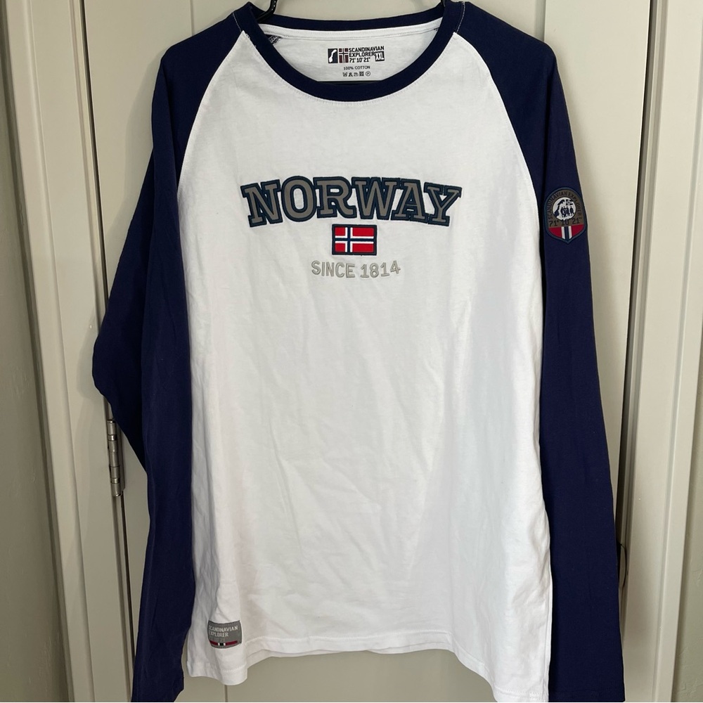 Scandinavian Explorer Norway Long Sleeve Tee Shirt Color Block Mens Size 2XL